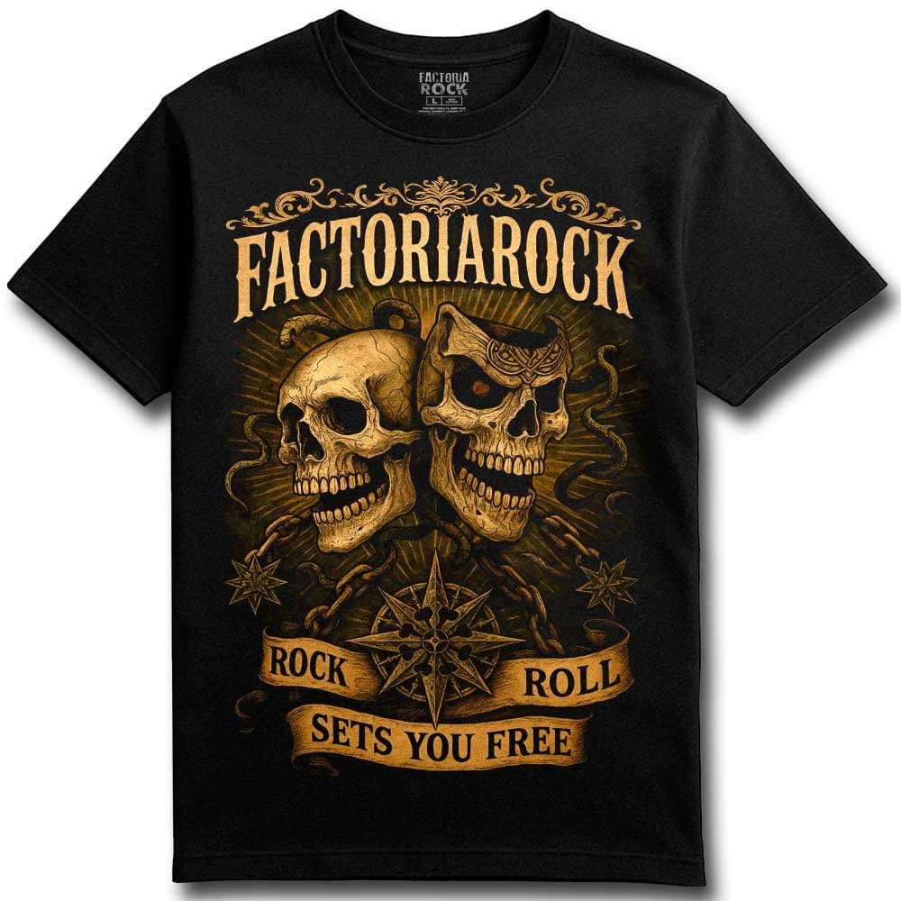 Camiseta calaveras «Rock’n’Roll Sets you Free» hombre, mujer y niño